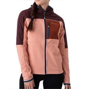 cotopaxi Colorblock Teddy Fleece Jacket in Pink, Burgundy & Rust
